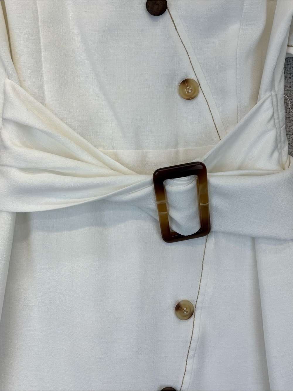 Moon River White Button Front Mini Dress Sz Small Belt Summer Boho Chic Preppy - Picture 5 of 15